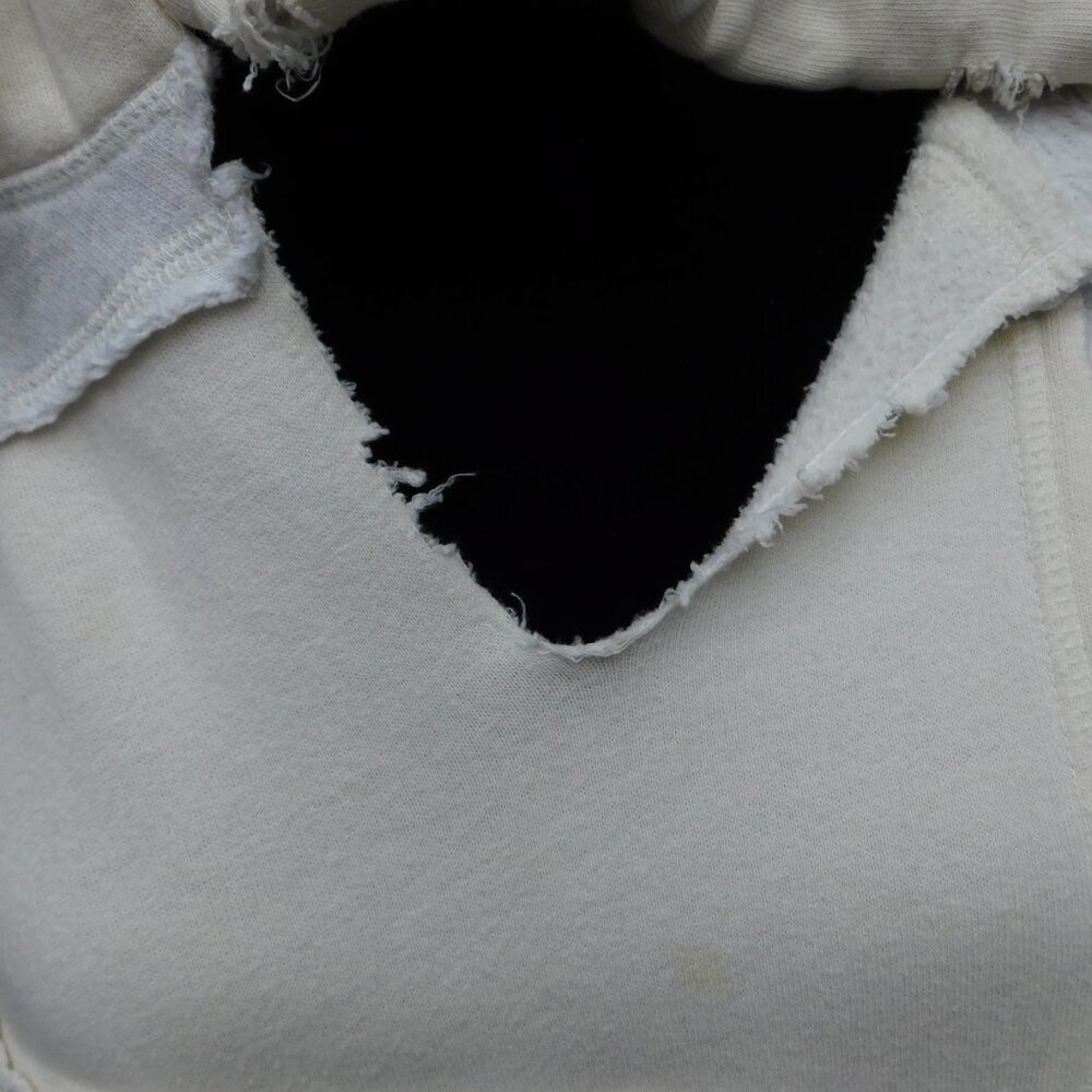 RARE Free People L Oversized Gray & Ivory Patchwork Hoodie Sweatshirt - Picture 5 of 6